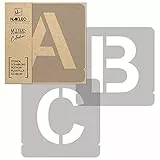 NAKLEO Alphabet Malschablonen Set 42 Stück, 5 cm Buchstaben & Zahlen Modern Sans Capital Schriftart, Wiederverwendbare Kunststoff Stencil, DIY Handwerk Holz Möbel Wand Dekoration