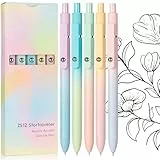 KERIFI Gelschreiber, 5 Stück 0,7 mm Einziehbare Gelstifte Schwarz Tintenstifte, Gel Kugelschreiber Pastell, Glatte Schreibstifte, Aesthetic Schreibtisch Stuff für Büro Schule