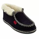 Andrés Machado - Hausschuhe für Damen für Winter - BAMARA – Pantoffeln aus Velour mit Futter aus Lammfell und Rutschfester Gummisohle – Dunkelblau, EU 32