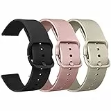 Vancle 3Pack für 20mm Armband Silikon Uhrenarmband mit Schnellverschluss geeignet Ersatzarmband für Damen Herren(Schwarz/Roségold/Gold)