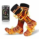 Beheizte Socken mit APP-Steuerung, Elektrische Beheizte Socken mit 5000mAh Wiederaufladbarer Akku, Winter Warme Thermosocken Unisex Fußwärmer für Camping Wandern Skifahren Jagd…