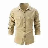 Modaworld Freizeit Hemd - Denim Shirt mit Kariert - Hemden Cowboy Style Für Männer - Bügelfreies Hemd mit geradem Schnitt - Jeanshemd Herren Denim Shirt Langarmhemd - Button up Baumwollhemd