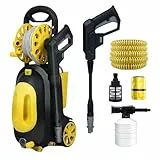 Profi Hochdruckreiniger, 80 Bar 1500 W Fassadenreiniger mit Schlauch, Fugenreinige, 360 l/h Fördermenge, Hochdruckpistole für Terrassen,Autos,Höfe,Zäune Cleanwise Leicht