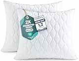 Utopia Bedding Kopfkissen 80x80 cm (2er Set), Gestepptes Kissen für Bett und als Dekokissen, Kissenfüllung, SofaKissen, Zierkissen für Couch (Weiß)