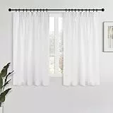MRTREES Voile vorhänge kurz halbtransparente gardinen, vorhänge,gardine mit kräuselband für schiene, gardinen 160 cm hoch kräuselband,gardine kräuselband weiß 2er Set