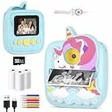 CHRERNA Sofortbildkamera Kinder, 48MP/1080P Kinderkamera Geburtstagsgeschenke, Sofortbildkamera Spielzeug Kinderkamera Geschenk für Mädchen und Jungen 3-12 Jahre