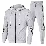 Udbeksid Jogginganzug Herren 2-Teilig Trainingsanzug Hausanzug Oversized Pullover Hoodie Und Baggy Baumwolle Jogginghose Sportanzug Kapuzenpullover Kapuzenjacke Jogginghose Jogginganzug Set (XL,F)