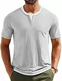 Wayleb Herren T-Shirt Rundhals Kurzarm Regular Fit Atmungsaktiv Komfortabel Sommer Freizeit Hellgrau S