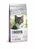 Bozita Hair & Skin Katzentrockenfutter mit Lachs – 400g – weizenfreies Trockenfutter für sensible erwachsene Katzen – 34 % Protein, 10 % Fett – für Haut & Fell – ohne Zucker & Gentechnik