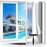 Fensfolie (44.5X200cm) Sonnenschutzfolie Fenster innen oder außen Silber, UV-Schutz Spiegelfolie, Ohne Rückstände Thermofolie Fenster Gegen Hitze, Sichtschutz Fensterfolie Hitzfolie
