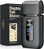 Brightup Rasierer Herren Elektrisch, Elektrorasierer mit Ausklappbarer Langhaarschneider, 150 Min. Akku & USB-C Schnellladung, Kabelloser Wasserdichter Folienrasierer für Nass-/Trockenrasur, Schwarz