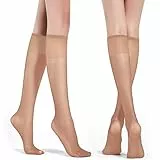 Telooco 4 Paar Nylon Kniestrümpfe Transparente Damen Kniestrümpfe 20D Haut