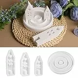 EPODA 4er Silikonform Haus mit Sockel, Gießformen 3D Kerzenhalter Weihnachten Gips Gießen Giessformen Silikon DIY Zement Beton