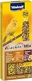 Vitakraft Kräcker Mix, Vogelsnack, Knabberstangen, mit Ei und Grassamen, mit Aprikose und Feige, mit Honig und Sesam, zur Schnabelpflege, ohne Zusatz von Zucker (1x 80g)