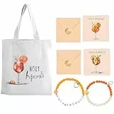 LandReCol Aperol Geschenkset, Holy Aperoli Armband und Aperol Queen Armband, 3-teiliges Set mit Jutebeutel und Karten, Ideal für Aperol Spritz Mottopartys und Sommerfeiern