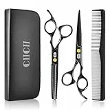 CIICII Friseurschere, Haarschneideschere Profi Set (6,7 Zoll Haarschere & Effilierschere) Haar Bart Trimmen Formung Pflege für Männer Frauen Haustiere Familie Friseursalon (Schwarze)