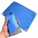 WLHFDC Mini Picknickdecke mit 4 Befestigung Ecken,Ultraleicht Tragbare Stranddecke,Campingdecke,Picknickdecke Wasserdicht Sanddicht OutdoorDecke für Strand,Picknick,Camping und Wandern 140x200cm(Blau)