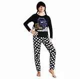 Wednesday Schlafanzug Baumwolle, Lange Pyjama für Mädchen & Teenager 7-16 Jahren - Geschenke (Schwarz Schädel, 15-16 Jahre)