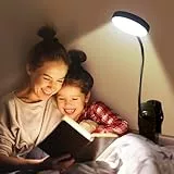 One Fire Leselampe, 5 W, Nachttischlampe, kabellos, 5 Helligkeit + 5 Temperaturen, LED, wiederaufladbar, 1800 mAh, dimmbar, Klemmlampe