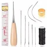 Ouligay 11 Stück Ledernadel Leather Needle Leder Werkzeug Leder Reparatur Set Für Handnähen Mit Nähahle Und Gewachstem Faden, Werkzeuge Für Die Handnaht Von Autositz, Sofa, Teppich Reparieren