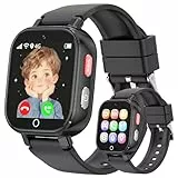 4G Smartwatch Kinder GPS, Kinderuhr mit 4G Videoanruf Voice Chat Schulmodus WiFi SOS Spiele Wecker Stoppuhr Schrittzähler Taschenrechner, Telefon Uhr für Mädchen Jungen 4-12 Jahren Geschenk, Schwarz