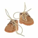 Toyvian 1 Paar Mini-puppenschuhe 3 8 cm Puppenhaus- Weiches Kunstleder Mit Schnürsenkeln