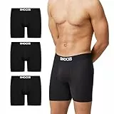 Snocks Lange Boxershorts Herren aus Bio-Baumwolle (6er Pack) - Atmungsaktiv und Ideal für Sport und Alltag - Kein juckendes Etikett und komfortabler Bund - Unterhosen Herren Gr.L, Farbe Schwarz