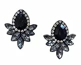 Happiness Boutique Damen Statement Ohrringe Strasssteine | Große Vintage Ohrstecker Schwarze Ohrringe