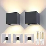 2 Stück Wandleuchte Innen Aussen LED G9 Austauschbarer Anthrazit IP65 Wasserdicht Lampe Wandlampe Aussen Außenwandleuchten 3000K Warmweiß Quadratisch Aluminium Wandleuchte Einstellbar Abstrahlwinkel
