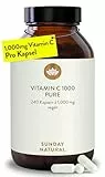 SUNDAY NATURAL® Reines Vitamin C - 240 Kapseln - Hochdosiert mit 1000mg pro Kapsel – Ascorbinsäure mit hoher Reinheit – Vegan, laborgeprüft in Deutschland