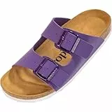 Palado Pantoletten Damen Korfu Matt - gefertigt in Spanien - matte Oberfläche - Veloursleder-Decksohle - ergonomisches Weichfußbett - leichte EVA-Sohle Lila UK4,5 - EU37