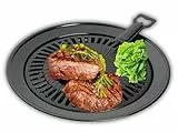 INVIDA Camping Jack Grillplatte, Grillaufsatz für tragbare und Propan Gaskocher, BBQ-Grillplatte, mit Fettauffangschale & Grillplattenheber, Antihaftbeschichtung, Outdoor-Camping-Zubehör, Ø32 cm