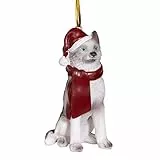 Design Toscano Siberischer Husky Festtagshund Weihnachtsbaumverzierung Festtagsdekoration, Polyresin, vollfarbe, 8 cm