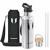 Super Sparrow Trinkflasche Edelstahl -1000ml- Auslaufsicher Thermoskanne, BPA-Frei Wasserflasche - Kohlensäure Thermosflasche für Kinder, Sprudel, Sport, Uni, Schule, Fitness, Outdoor, Camping