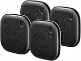 eufy security SmartTrack Link (Schwarz, 4er-Pack) Schlüsselfinder, Kompatibel mit Apple Find My (iOS), Schlüsselfinder, Bluetooth-Tracker für Ohrhörer und Gepäck, Telefonfinder, wasserdicht.
