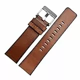 INEOUT Retro Echtes Lederarmband Kompatibel mit Diesel DZ4343 DZ4323 DZ7406. Uhrenband Vintage italienisches Leder 22mm 24mm 26mm Männer Armband (Color : Brown silver clasp, Size : 24mm)