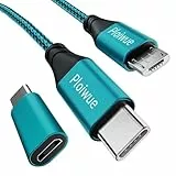 USB C zu Micro USB Kabel 3M, Micro USB zu USB C Adapter, kompatibel mit Tablet Samsung Galaxy S20/S9/S9+/S10, S7/S5/J3/J5/J7 Huawei, HTC, LG