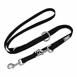 DDOXX Nylon Hundeleine - 2m, 3fach verstellbare Hundeleine für alle Hundegrößen - XS (Schwarz)