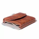 Space Wallet ® Mini Geldbörse aus Echt-Leder mit Münzfach für die Hosentasche I Slim Wallet für 15 Karten + Geldscheine + Münzen I Herstellung in Europa I Push (Push Antique 2.0)