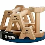 BARE HANDS Liegestützgriffe Set – 2x kleine & 2x große gelenksschonende, rutschfeste Holz Liegestützgriffe – Calisthenics Equipment für Indoor & Outdoor – Ideal für Handstand & Liegestütze