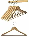 HAGSPIEL 12 St. Kleiderbügel aus Buchenholz, Holz aus nachhaltiger Forstwirtschaft mit EUDR, Natur lackiert (Wasserlack), silberfarbiger drehbarer Metallhaken, Made in Austria (mit Steg)