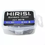 Hirisi 8019 Angelhaken Größe 6 mit Widerhaken Karpfenhaken mit Öse zum Karpfenangeln, Kohlenstoffstahl, Boiliehaken Ansitzangeln, Verschiedene Größen, 1er Pack (50 Stück)
