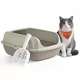 Feandrea Katzenklo mit hohen Seitenwänden, XL, offene Katzentoilette, mit Schaufel, für Kätzchen und große Katzen, cappuccinobeige PPT009LH01