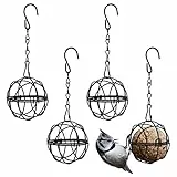 SUNYOK 4 Stück Meisenknödel-Futterspender zum Aufhängen, Metall, Fettball, Vogelhalter mit 4 S-förmigen Haken für den Außenbereich, Garten, Wildtiere, Vögel, Finken, Spatz, Rotkehlchen