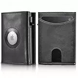 DOMIPHIE Airtag Wallet Portmonee Herren - Airtag Geldbörse mit RFID Schutz, Slim Wallet Geldbörse für 8+ Karten Pop Up-Mechanismus Und Magnetschalter (Airtag Nicht im Produkt Enthalten)