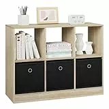 WOLTU Bücherregal mit 3 Schubladen aus Vliesstoff, Standregal mit 6 Fächern, Würfelregal für Schlafzimmer Wohnzimmer Arbeitszimmer Büro, helle Eiche, 80x60x30 cm, SK033hei