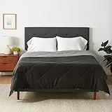 Amazon Basics Steppdecke aus Mikrofaser, beidseitig verwendbar, 140 x 200 cm, Grau/Schwarz