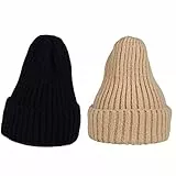 TSWRK Mütze Beanie Hat Strickmütze Wintermütze für Herren Damen 2PCS