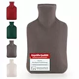 Blumtal Premium Wärmflasche mit Bezug aus Polar Fleece - Wärmeflasche aus Naturkautschuk - Bettflasche für Erwachsene - Hot Water Bag Luxus - auslaufsichere Bettflasche - weiche Bettflasche Grau