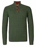 Atforna Herren Stehkragen Pullover Strickpullover Winter Half Zip Pullover Troyer Herren Langarm mit Reißverschluss Zopfmuster Rippen Bündchen, Grün, XXL